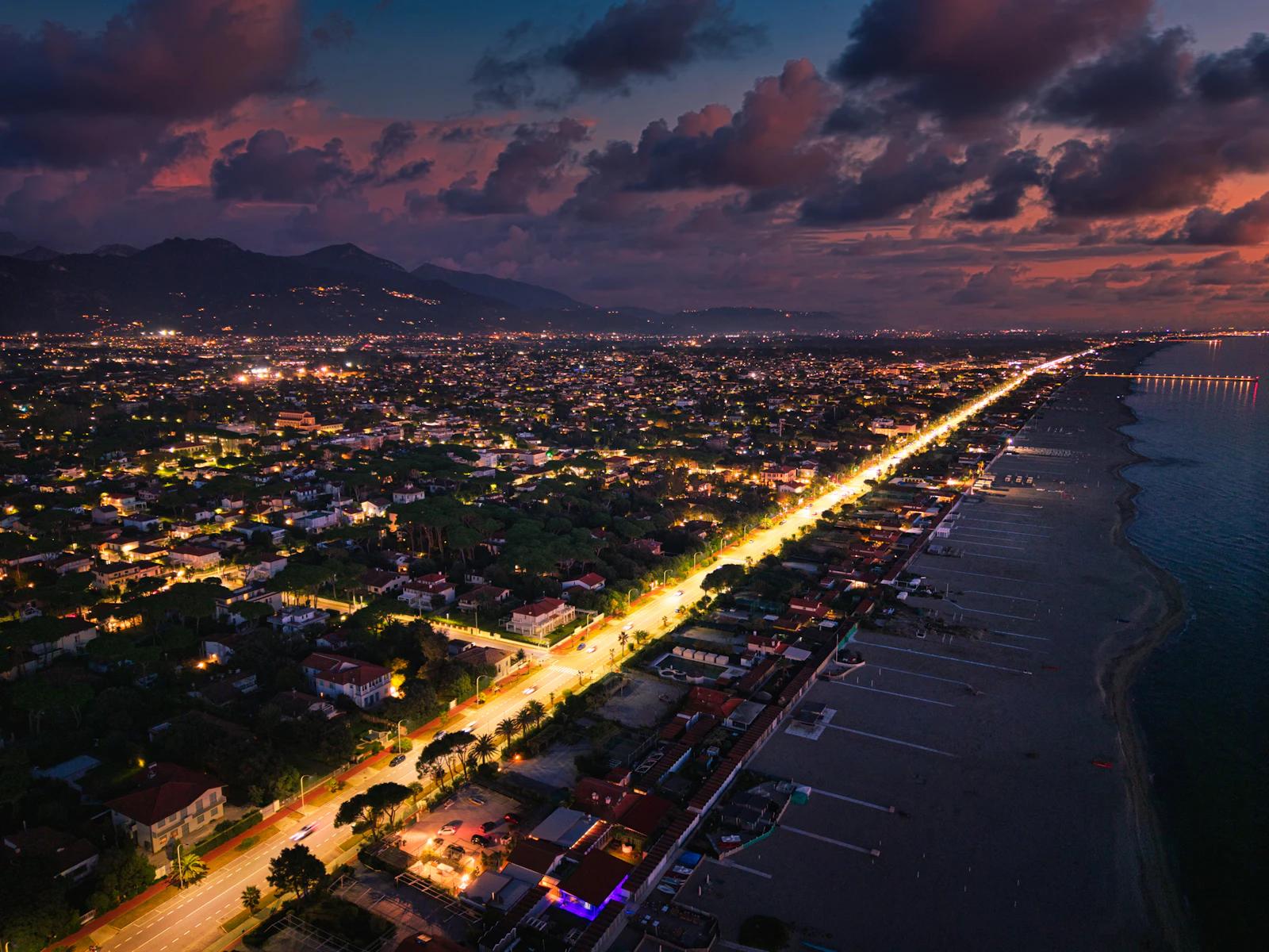Forte dei Marmi and the Versilia coast at dusk, a stop on a Tuscany road trip